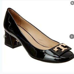 Tory Burch Black Gigi Patent Leather Logo Pumps, size 7